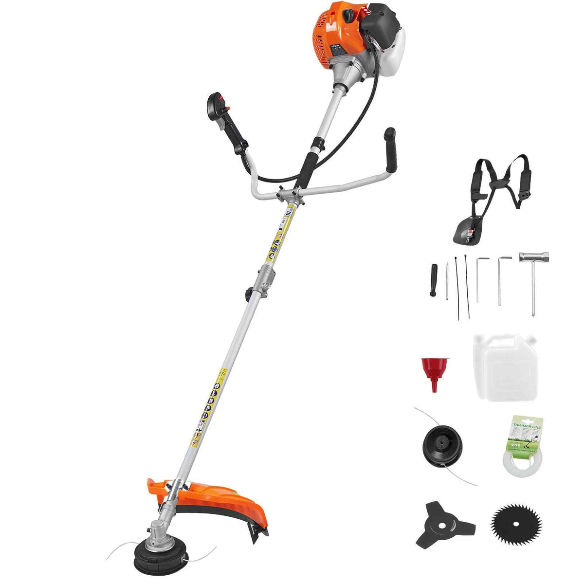 Cordless String Trimmer, 52 cc 2-Stroke, Gas Powered Weed Wacker, 17" Cordless Grass Trimmer, Multi-Functional Lawn Edger with Shoulder Strap & 3T Blade, Weed Eater for Quick Grass Cleaning