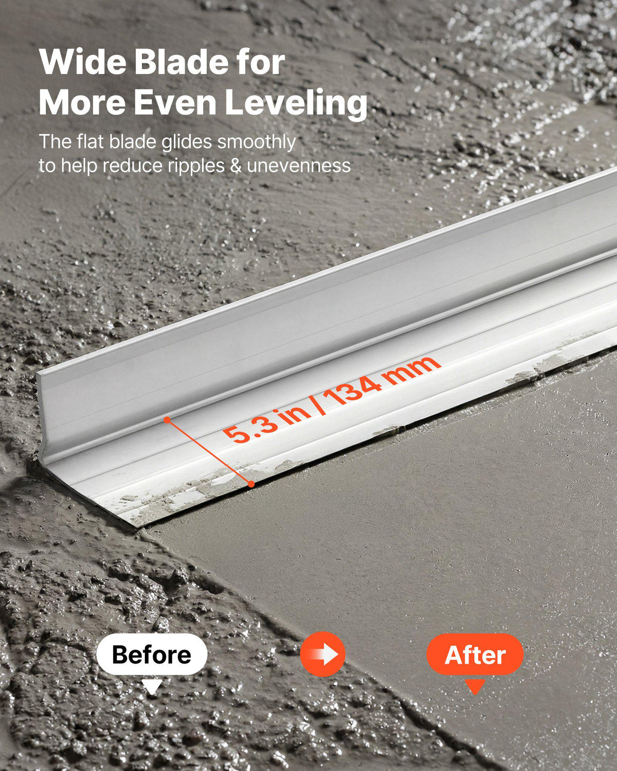 Concrete Screed Blade 10 ft Length Aluminum Alloy Board Leveling Tool, 5.3 in Wide Straight Edge, Wide Coverage, Replacement Surface Leveler for Driveway, Patio, Sidewalk, Garage Floor Finishing