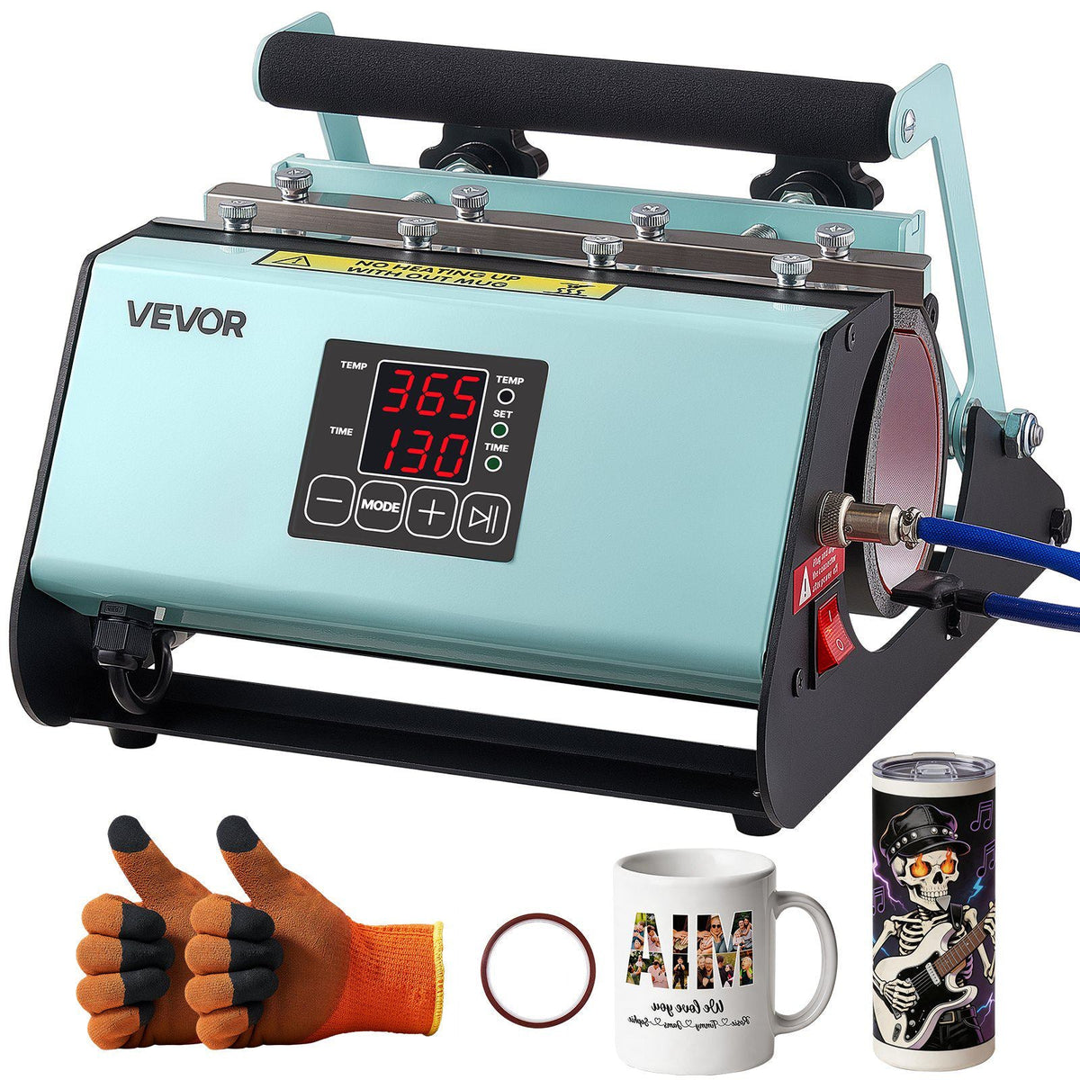 Tumbler Heat Press Machine, 11-30 oz Mug Press, Fast and Even Heating, with Tape and Gloves, Easy Temp and Time Setting, Heat Transfer for Sublimation Tumblers, Cups, Mugs, Black and Green
