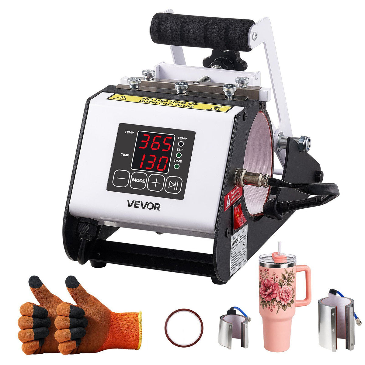 Tumbler Heat Press Machine, 40 oz Tumbler Press, Fast and Even Heating, with Tape, Gloves, Easy Temp and Time Setting, Heat Transfer for Sublimation Insulated Tumblers, Cups, Black and White