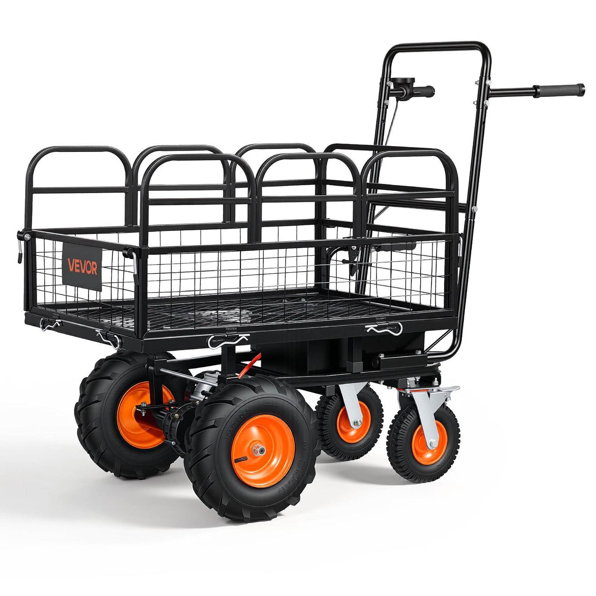 Electric Utility Cart, 36V 432Wh Battery Powered Electric Wagon, 500W Power Wheelbarrow with Brake, 660 lbs Load Heavy Duty Steel Garden Cart for Farm and Yard All Purpose Modular Cargo Bed