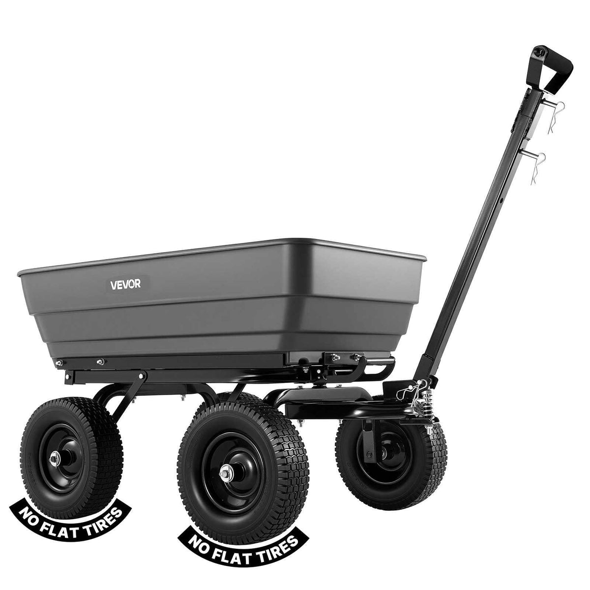 Garden Dump Cart, 1200 lbs Poly Dump Cart, 7 Cu. Ft. Garden Carts Dumps Wagon with 2-in-1 Convertible Handle, 90° Quick-Dumps Mechanism, 180° Swivel Wheels, Yard Wagon for Plants, Soil, Crops