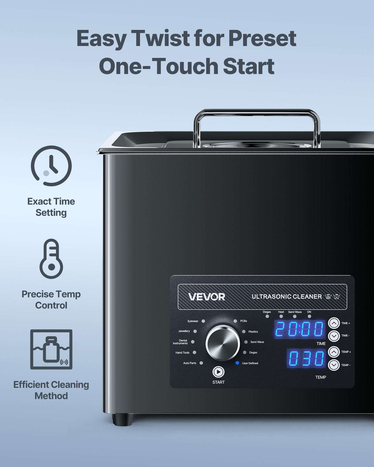 10L Ultrasonic Cleaner, Professional Ultrasonic Cleaner Machine with Knob Control, Stainless Steel Cleaning Machine with Basket and Cleaning Ball, for Watches, Razors, Jewelry, Coins and More