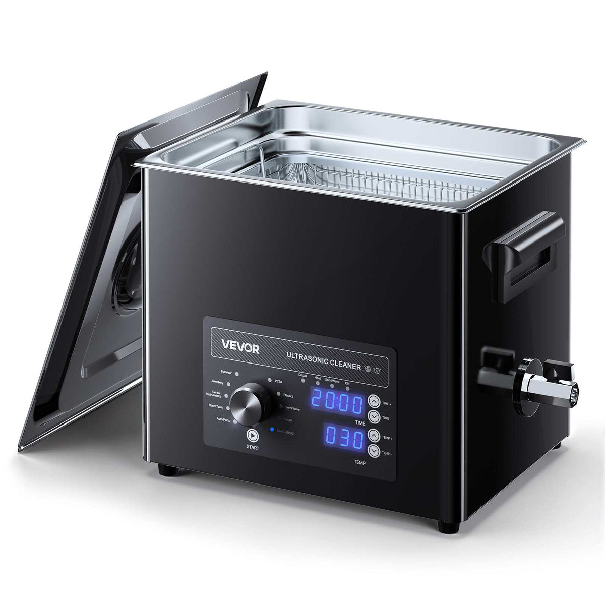 10L Ultrasonic Cleaner, Professional Ultrasonic Cleaner Machine with Knob Control, Stainless Steel Cleaning Machine with Basket and Cleaning Ball, for Watches, Razors, Jewelry, Coins and More