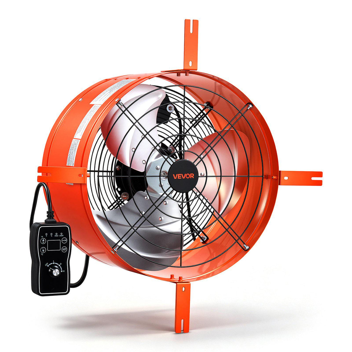 Gable Mount Fan, 16 in Attic Vent Exhaust Fan 2940 CFM Thermostat, Cooling and Ventilation for Home, Garage, Warehouse, Workshop, Carbon Steel Housing with Mounting Brackets & Hardware, Orange