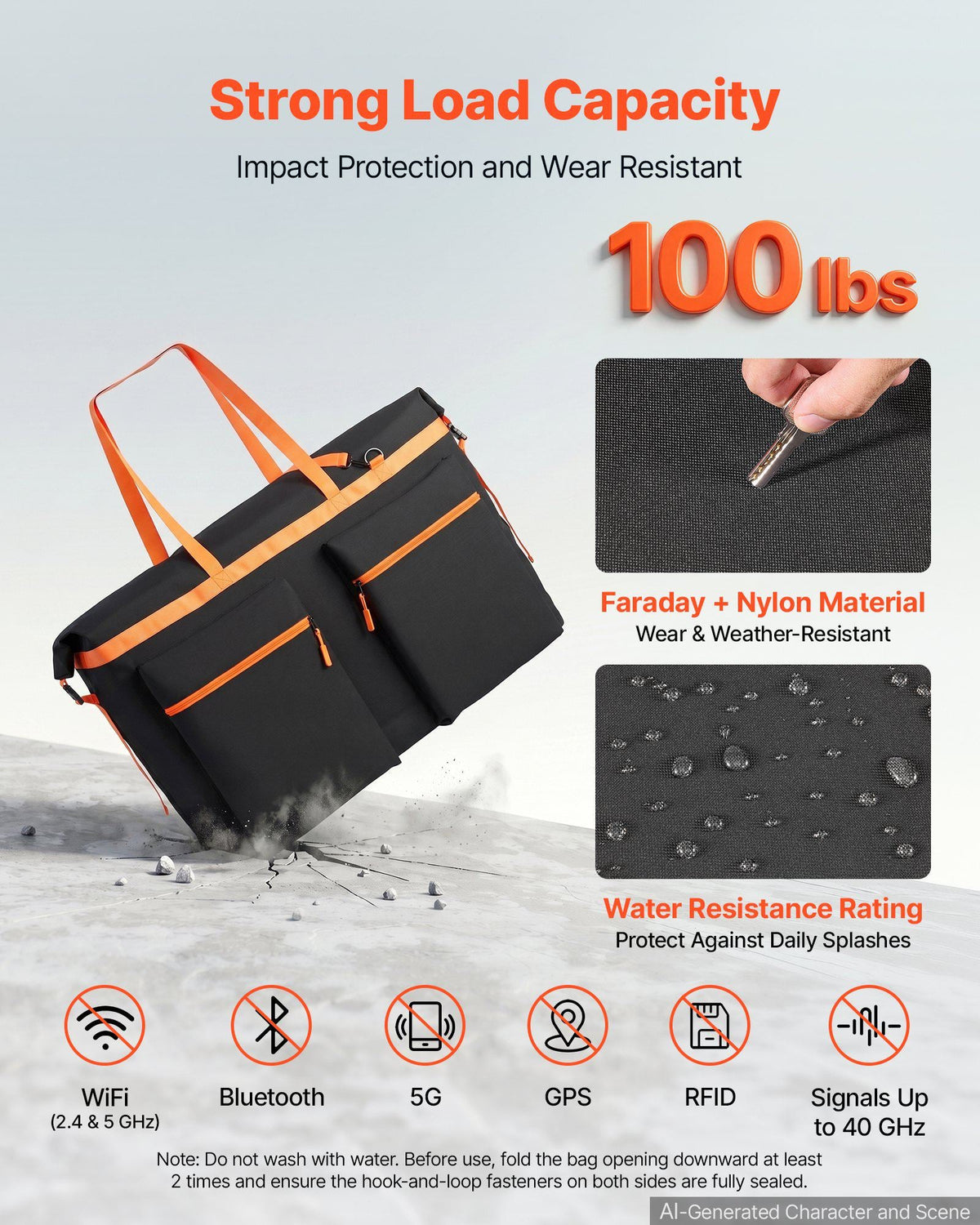 Solar Panel Storage Bag for 2 x 400W Foldable Solar Panels, Waterproof Faraday + Nylon Solar Panel Carrying Bag with Signal Blocking, Lightweight Portable for Outdoor Camping, RV Travel