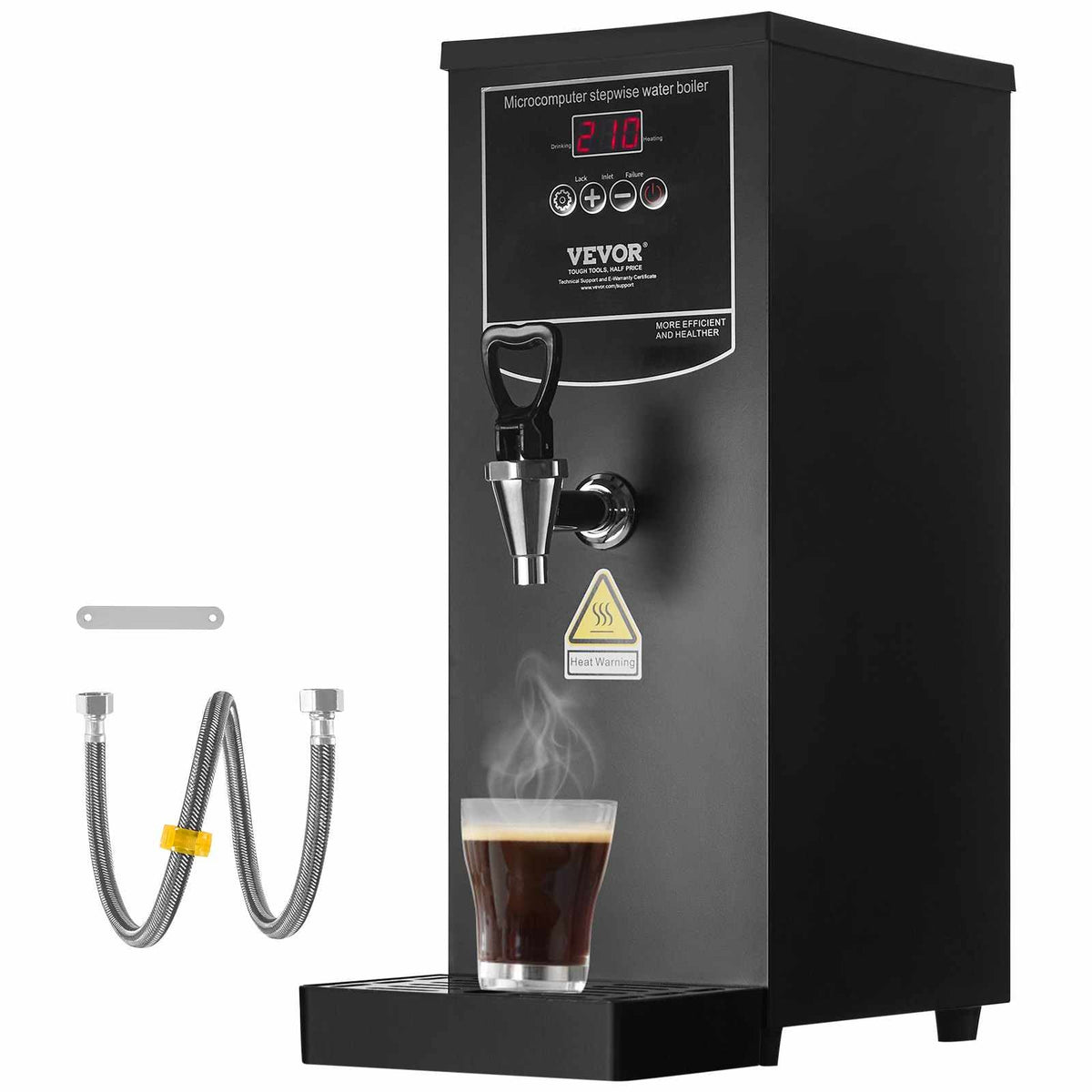 Commercial Water Boiler, Electric Hot Water Dispenser with 316 Stainless Steel Heating Tube, 1500W Step-by-step Fast Heating 50L per Hour Hot Water Boiler, for Coffee Tea Restaurant Office