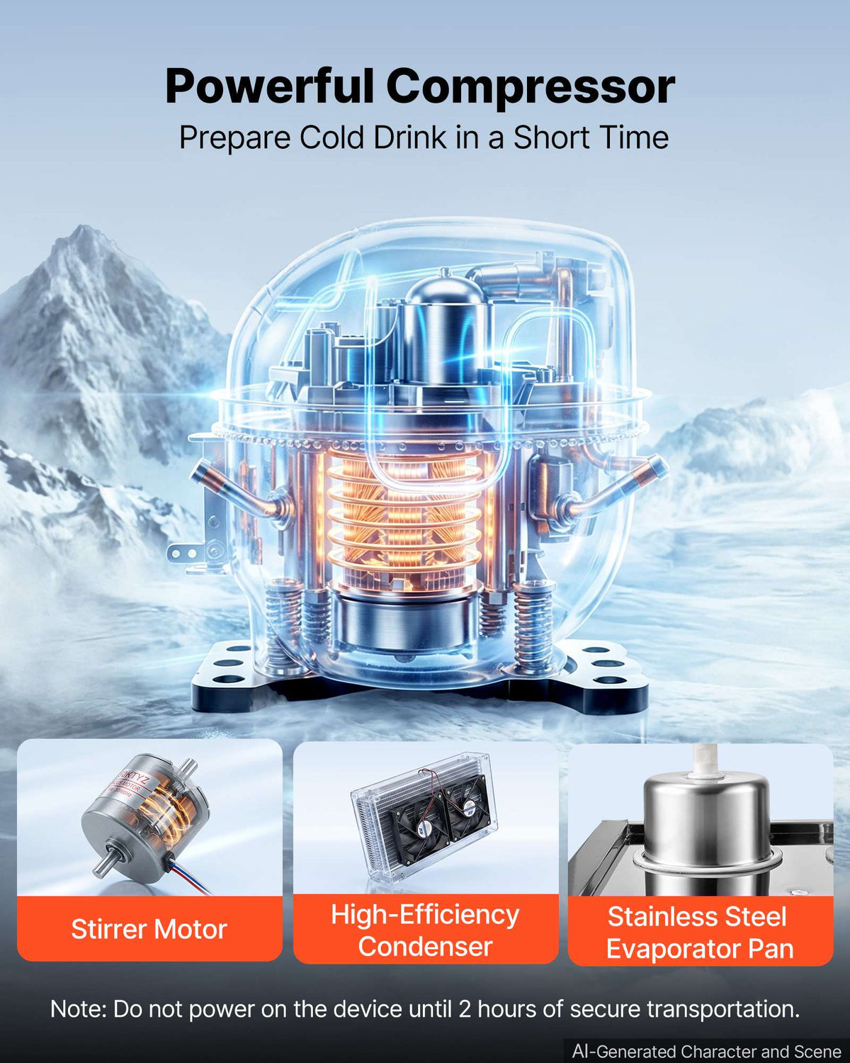 Commercial Beverage Dispenser 4 Tanks 12 L / 12.7 QT Per Tank, Stainless Steel Juice Dispenser, Ice Tea Drink Machine with 45℉ to 54℉ Cooling Temperature, for Cold Drink Restaurant Bar Party
