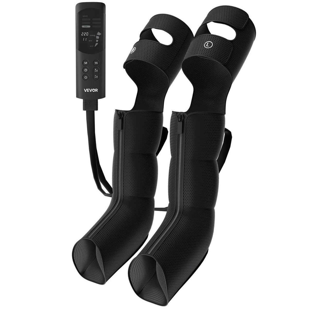 Leg Compression Massager 9 Intensities Air Compression Leg Massager, For Daily Relaxation, 6 Massage Modes, 3 Heat Settings, Auto Shut-Off Timer, Adjustable Fit, with Storage Bag and Adapter