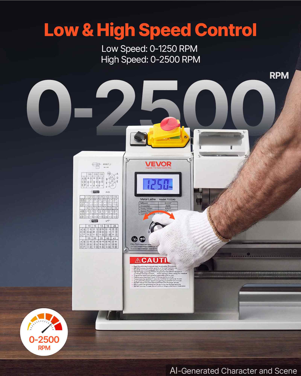 Metal Lathe 8 x 16 in 650W Benchtop Lathe Machine Variable Speed, 2500 RPM Max Speed with Metal Gear, Reversible Direction, 14 Metric 10 Imperial Threads, for Precision Metalworking Turning