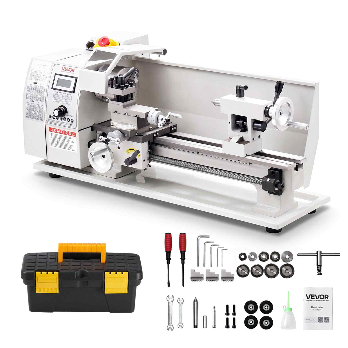 Metal Lathe 8 x 16 in 650W Benchtop Lathe Machine Variable Speed, 2500 RPM Max Speed with Metal Gear, Reversible Direction, 14 Metric 10 Imperial Threads, for Precision Metalworking Turning