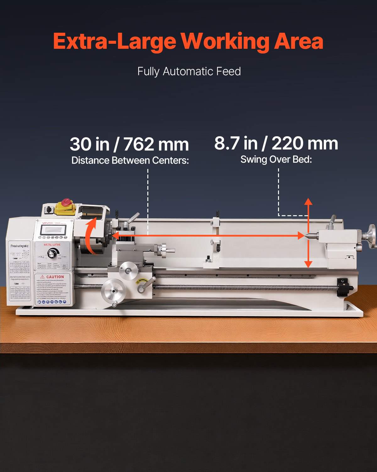 Metal Lathe 8.7 x 30 in 1100W Benchtop Lathe Machine Variable Speed, 3000 RPM Max Spindle Speed, with Metal Gear, Brushless Motor, 8 Metric 8 Imperial Threads, for Metalworking Threading Turning