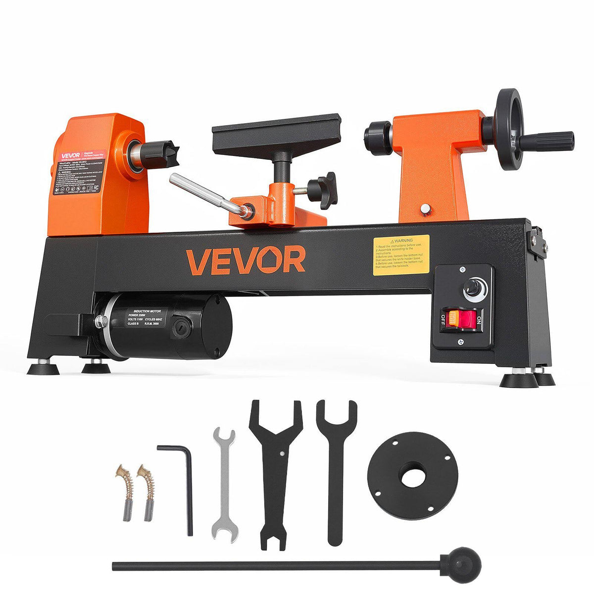 Wood Lathe 1/3 HP 8" x 13" Mini Benchtop Wood Lathe Variable Speed, 150 to 3200 RPM, Woodworking Machine with Tool Rest, Wrenches, Feet, for Beginners DIY Enthusiasts Woodworking, Woodturning