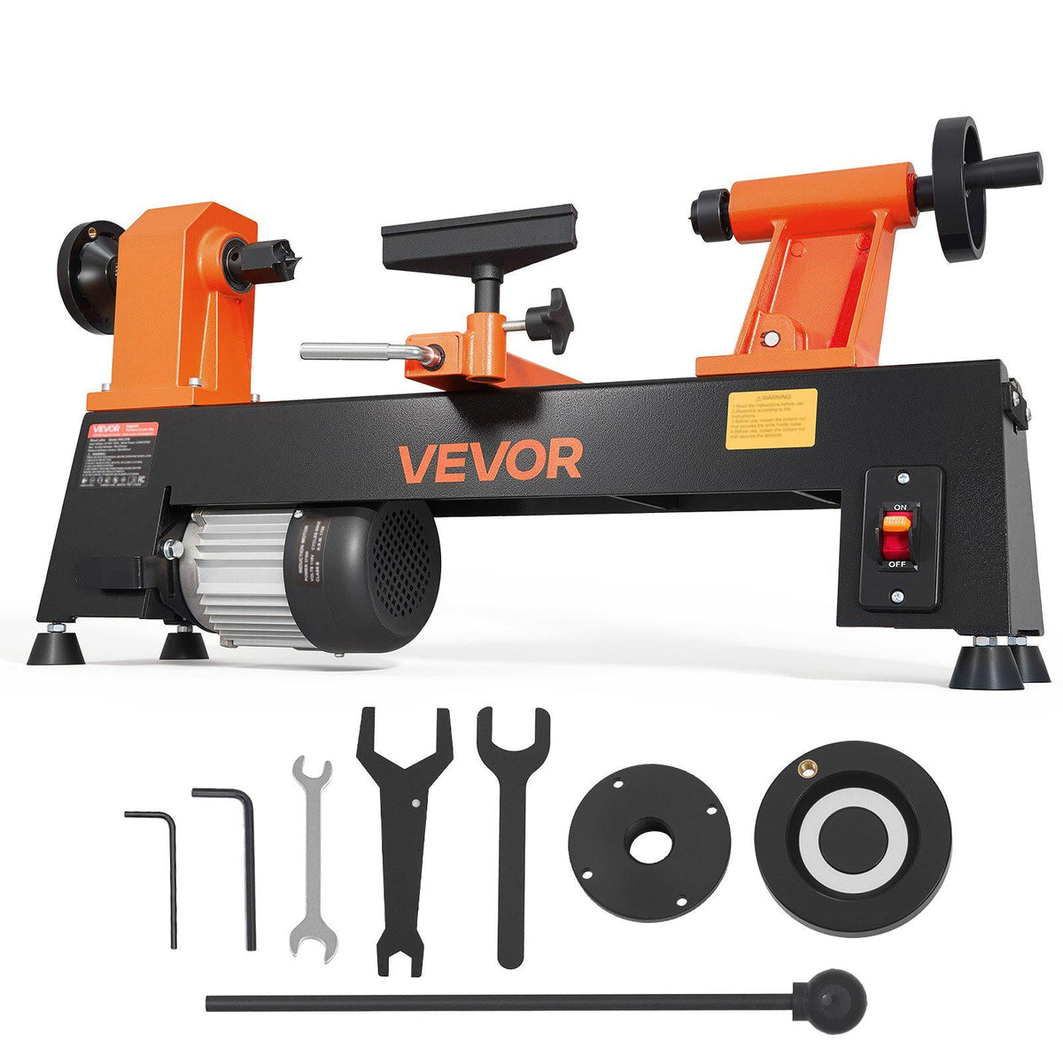 Wood Lathe 1/2 HP 10" x 18" Benchtop Wood Lathe Machine 5 Speeds, 780/1320/1920/2640/3840 RPM, with Tool Rest, Wrenches, Feet, Heavy Duty, for Beginners DIY Enthusiasts Woodworking, Woodturning