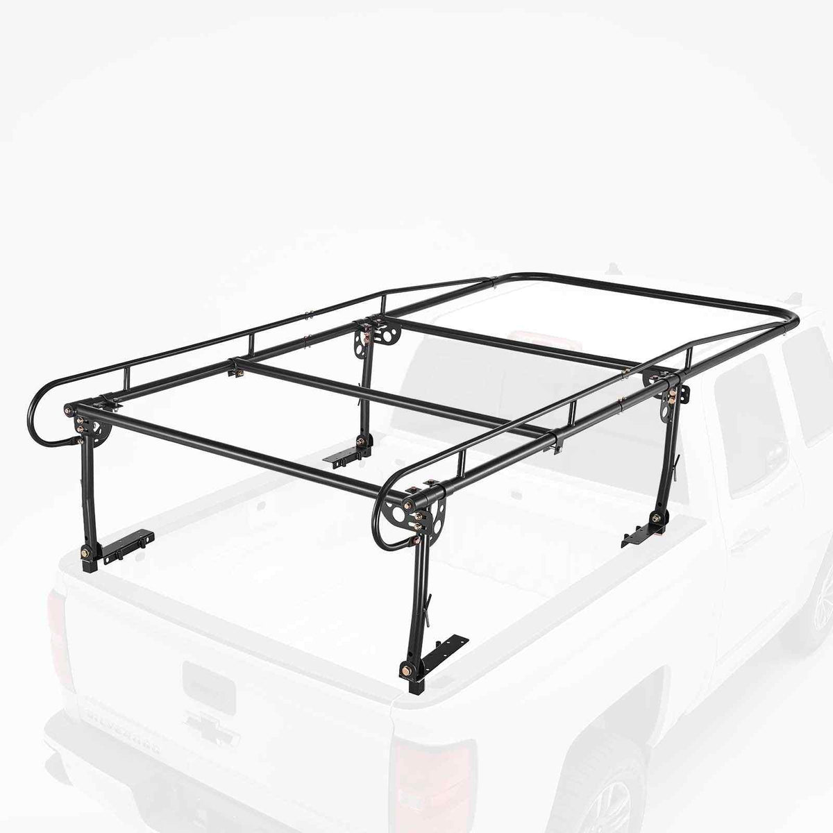 Truck Ladder Rack 1500LBS Capacity Universal Over-Cab Trucks Bed Rack, 51.2"-75" Adjustable for Kayak Surfboard Lumber, Non-Drilling Installation, Heavy Duty Steel Support for Long Heavy Cargo