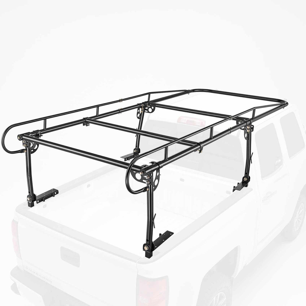 Truck Ladder Rack 800LBS Capacity Universal Over-Cab Trucks Bed Rack, 43.3"-63" Width Adjustable for Kayak Surfboard Lumber, Non-Drilling/Drilling Installation, Fits Short-Bed & Long-Bed Trucks