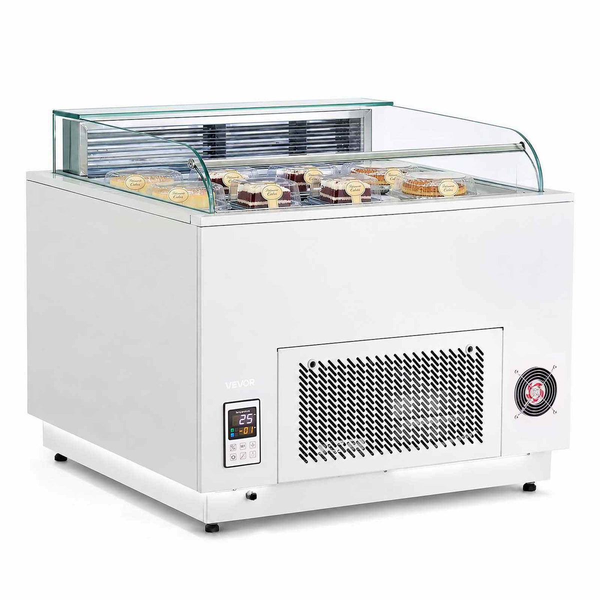 Open Air Merchandiser, 3.1 cu. ft. Shelving Commercial Refrigerator, Grab and Go Fan Cooling Display Cooler, with LED Lighting, Night Curtain, Horizontal for Restaurants, Stores, Office