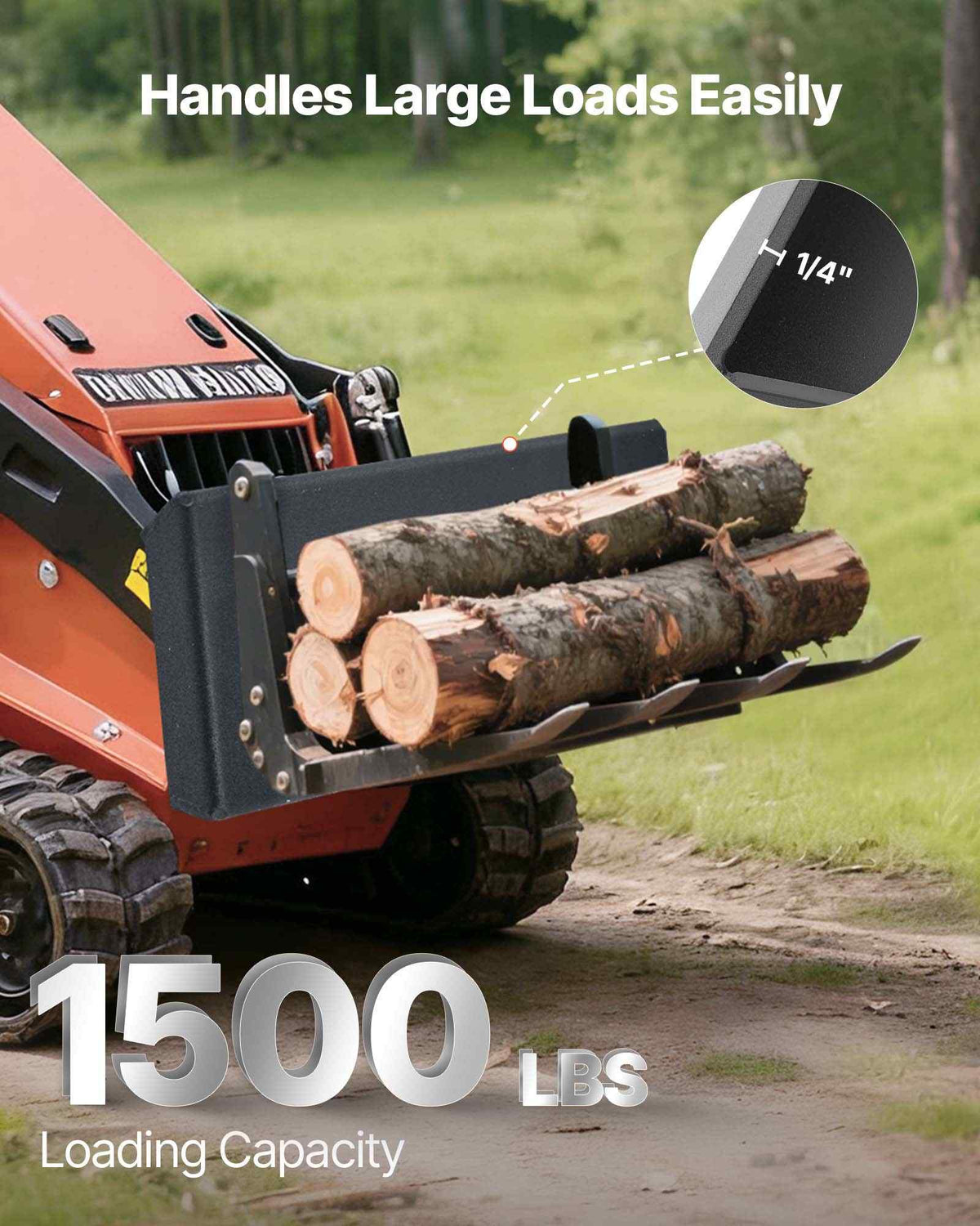 1/4 in Skid Steer Mount Plate, Universal Quick Attach Mount Plate, Easy to Bolt, 1500lbs Load Capacity, Heavy Duty Steel Loader Plates Compatible with Toro Dingo Skid Steers & Tractors