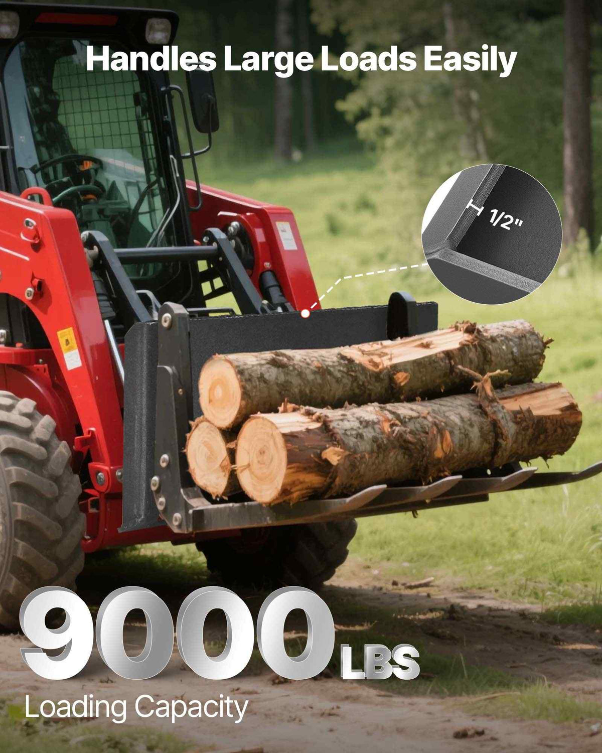 1/2 in Skid Steer Mount Plate Universal Quick Attach Mount Plate, Easy to Bolt, 9000 lbs Load Capacity, Heavy Duty Steel Loader Plates Compatible with Kubota Bobcat Skid Steers and Tractors