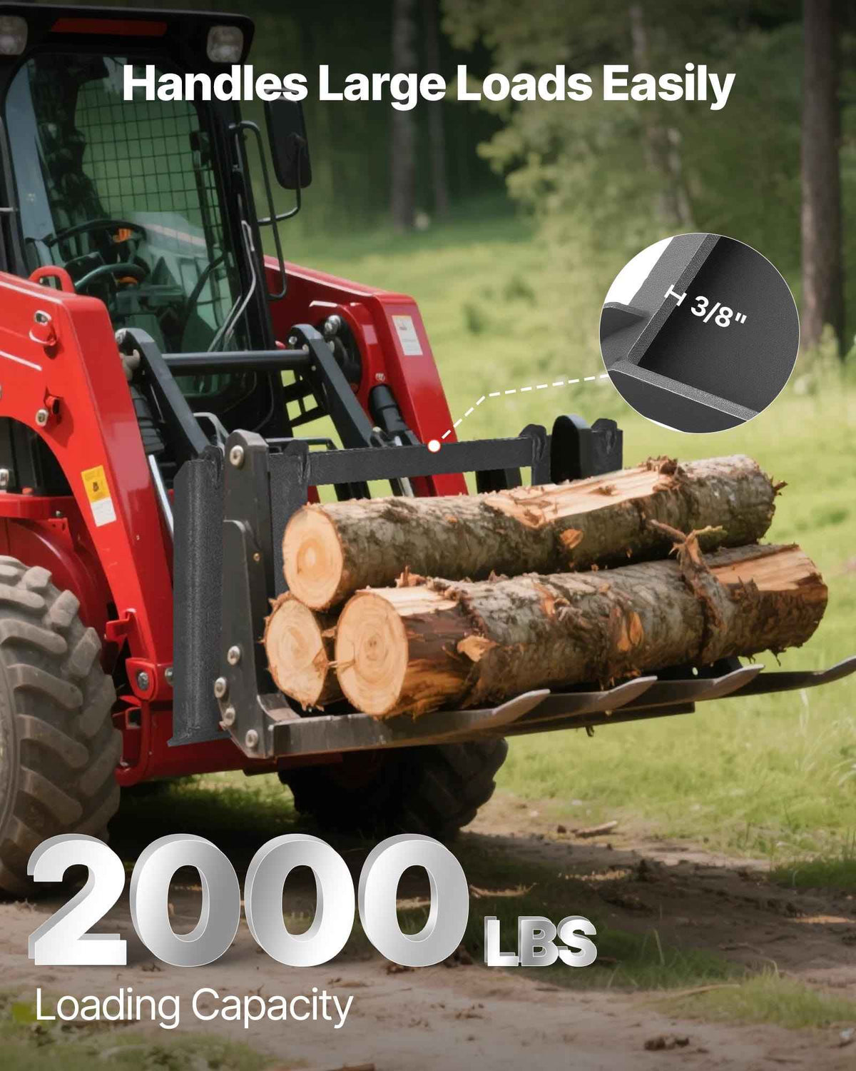 3/8 in Skid Steer Mount Plate Universal Quick Attach Mount Plate, Easy to Bolt, 2000 lbs Load Capacity, Heavy Duty Steel Loader Plates Compatible with Kubota Bobcat Skid Steers and Tractors