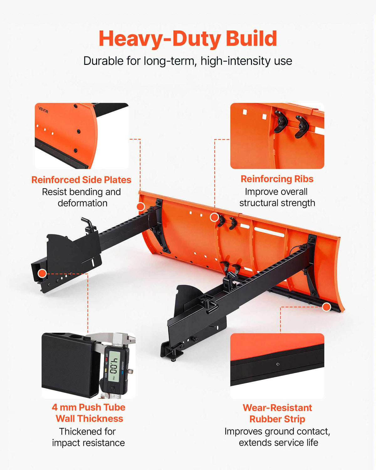 Snow Plow Kit 22 to 32 in Width Adjustable Universal Plow Attachment, for Most Snowblowers, Dual-Mode Operation, Quick to Detach, Foldable Steel Scrape Blade, Efficient Snows Clearing, Black
