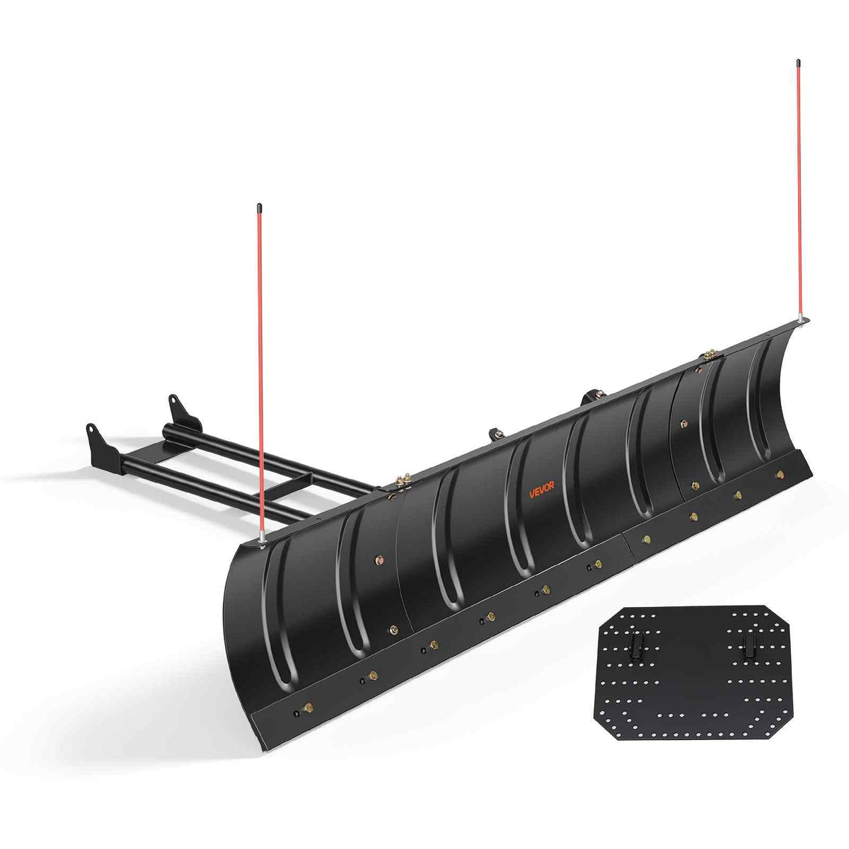 Snow Plow Kit 43 in/72 in Width Adjustable Universal Plow Attachment, for Most ATVs and UTVs, Height & Left-Right Adjustable, 3 Mount Options, Steel ATV Scrape Blade, Efficient Snows Clearing