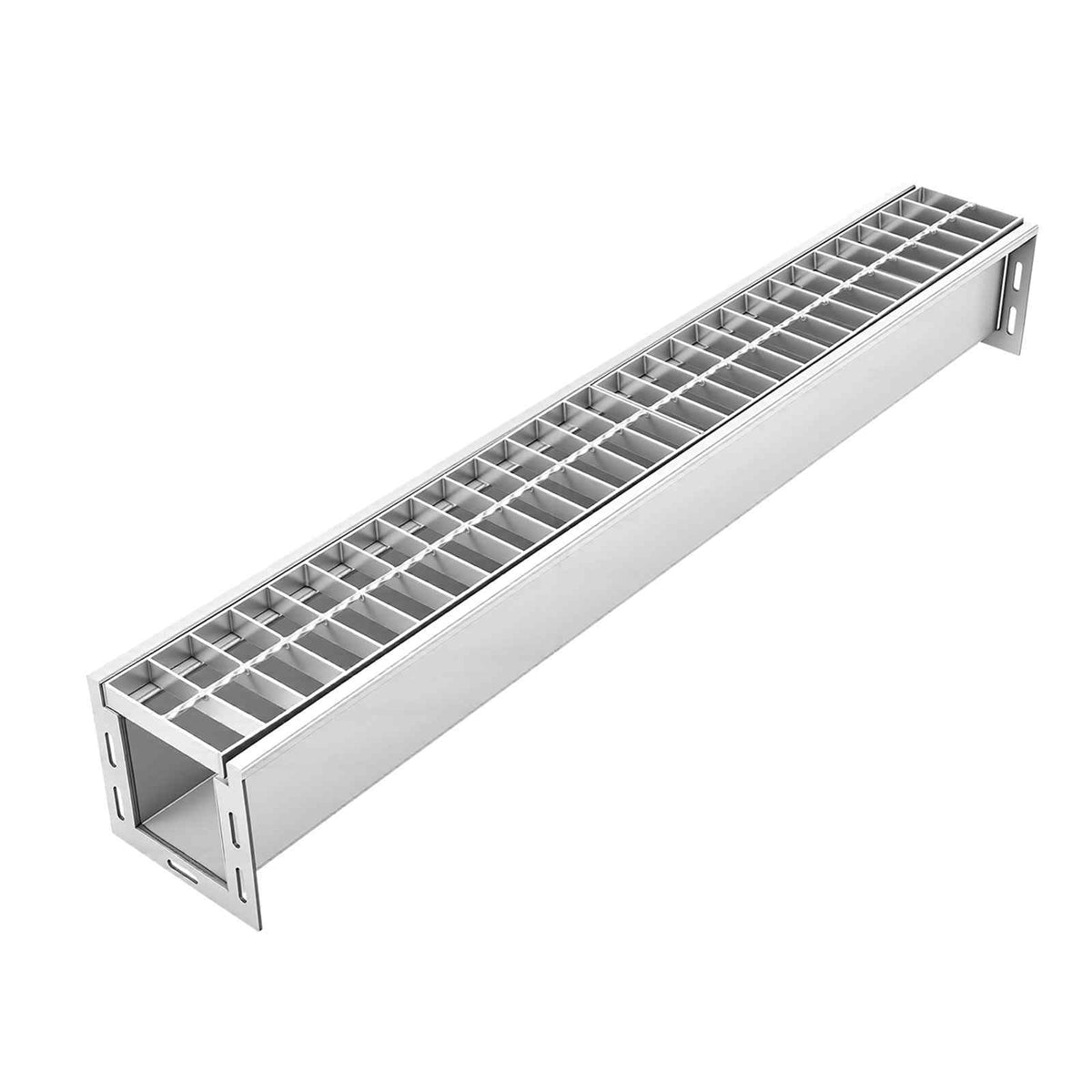 Trench Drain, 39.3 x 5.8 x 5.5 in, Linear Drainage Channel with Galvanized Steel Grate, 304 Stainless Steel Channel Drain, Outdoor Drainage System for Driveway, Patio, Pool, Garden, Silver