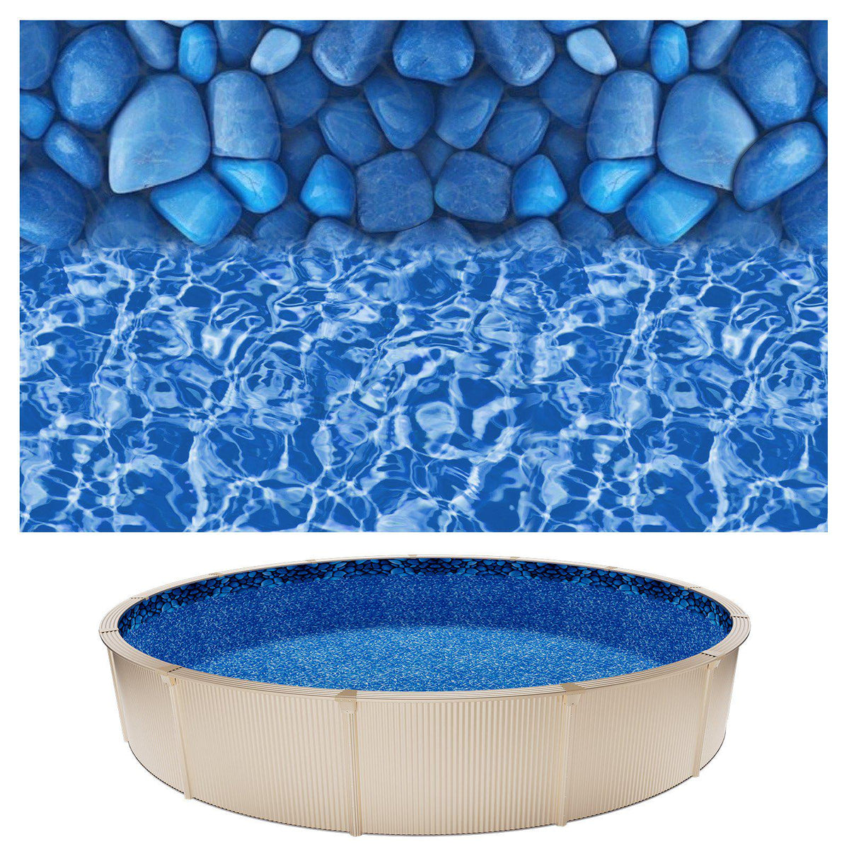 27ft Pool Liner, Round UniBead Swimming Pool Liner for 52 in Wall Height, Premium Vinyl, Easy Install with Leak-Proof Patches, Designed for Steel Sided Above-Ground,Outdoor, Boulder Swirl