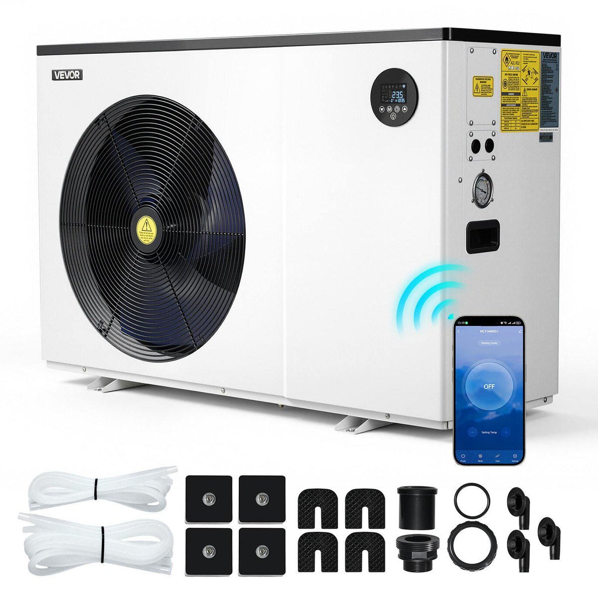 Pool Heat Pump Max 70730 BTU, Electric Pool Heater for Above & In-Ground Up to 19812 Gallons, All-DC Inverter Technology, WiFi & App Remote Control, Multiple Protection for Swimming Party