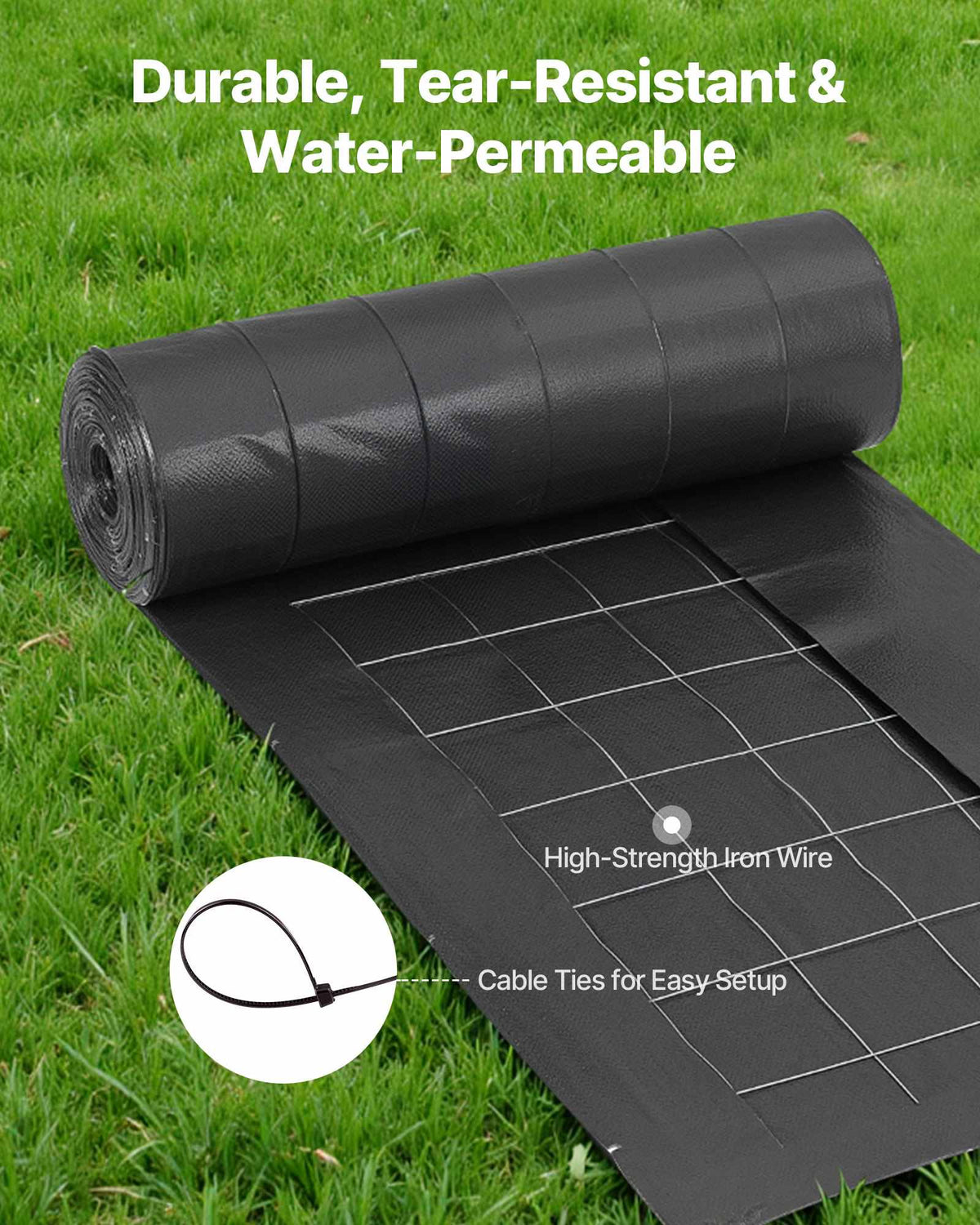Silt Fence Fabric Roll, 2 x 100 ft Backed Wire Silt Fence, Erosion Control Fencing for Sediment Retention, Industrial Grade Temporary Tough Polypropylene Fabric for Construction Job Sites
