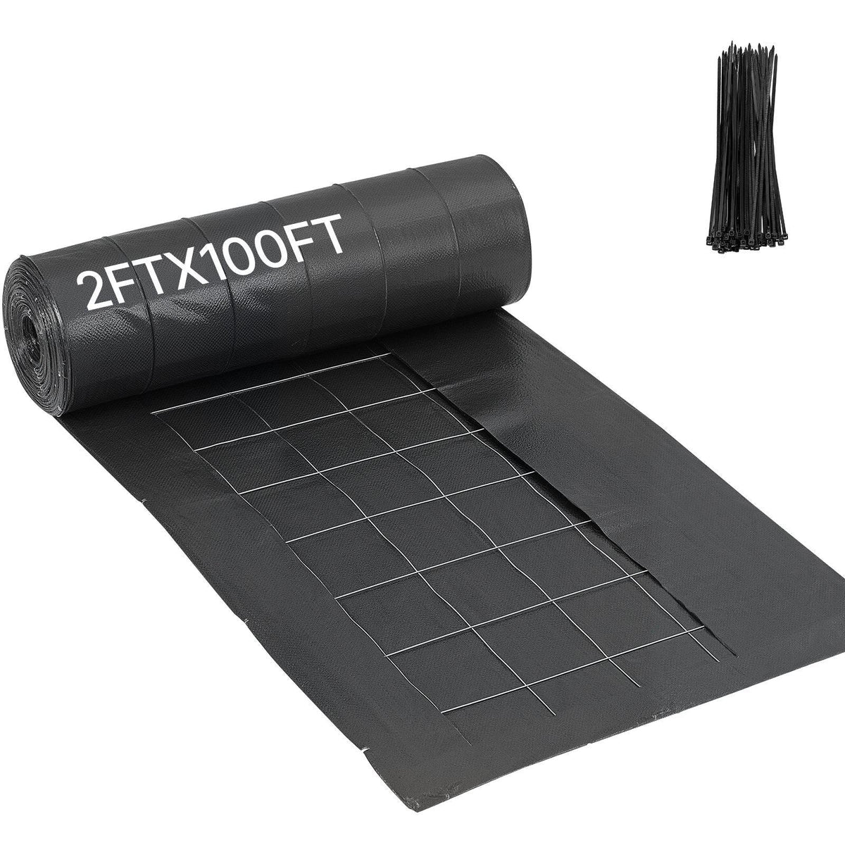 Silt Fence Fabric Roll, 2 x 100 ft Backed Wire Silt Fence, Erosion Control Fencing for Sediment Retention, Industrial Grade Temporary Tough Polypropylene Fabric for Construction Job Sites
