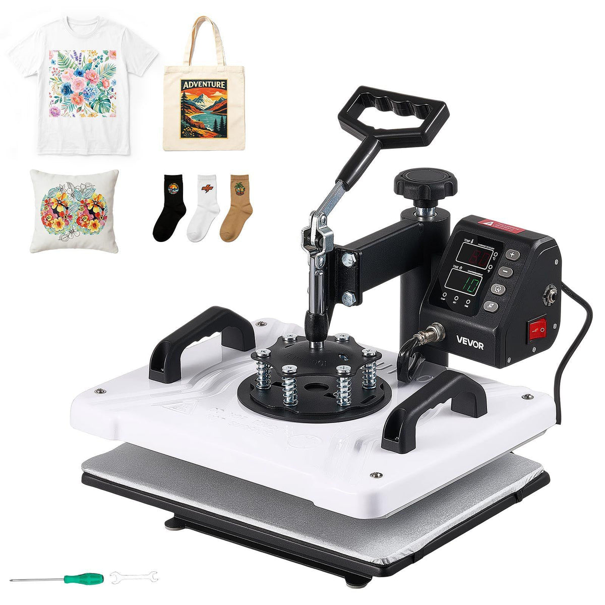Heat Press Machine 12 x 15 in Sublimation Press Machine Swing Away, Heat Up Fast and Even, Digital Precise Time and Temperature Control, for T-Shirts, Canvas Tote Bags, Pillowcases, Socks