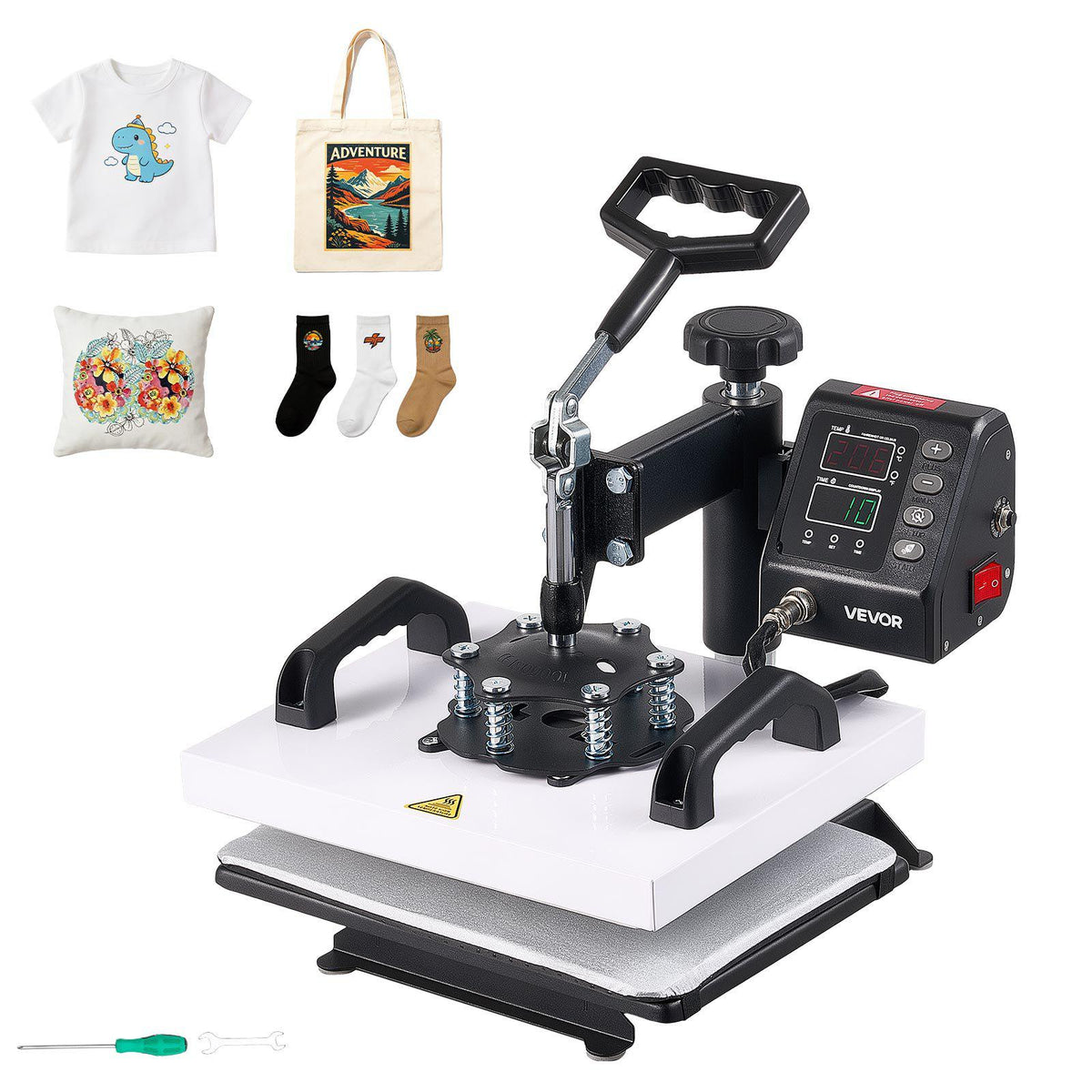 Heat Press Machine 12 x 10 in Sublimation Press Machine Swing Away, Heat Up Fast and Even, Digital Precise Time and Temperature Control, for T-Shirts, Canvas Tote Bag, Pillowcases, Socks