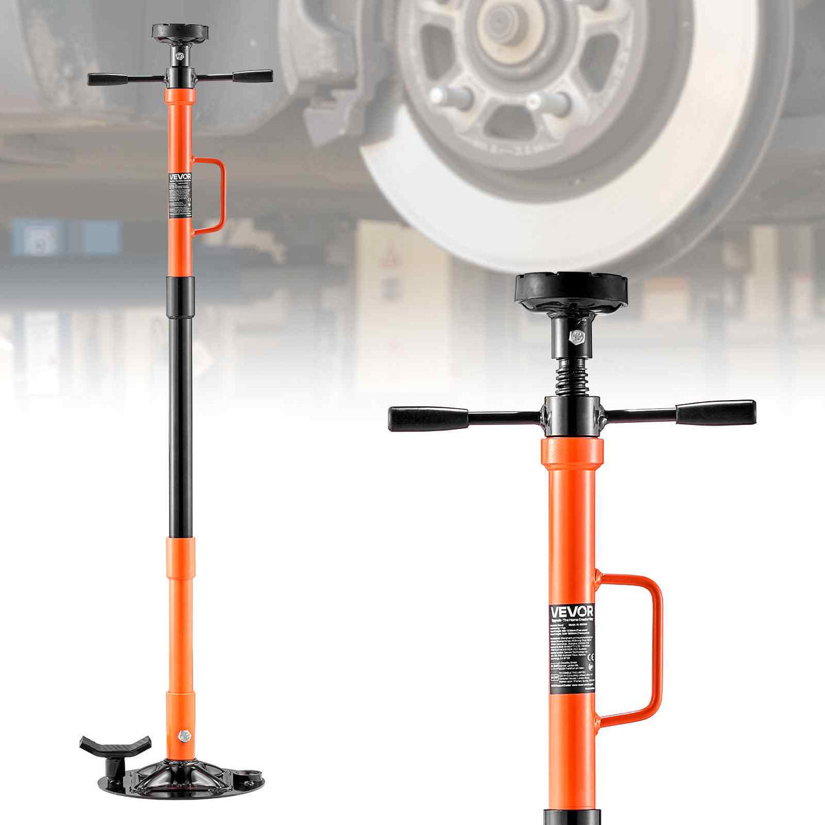Underhoist Support Stand, 1 Ton (2204 lbs) Capacity Under Hoist Jack Stand with Handle, Adjustable Height, Bearing Mounted Spin Handle, Self-Locking Threaded Screw, Support Vehicle Components