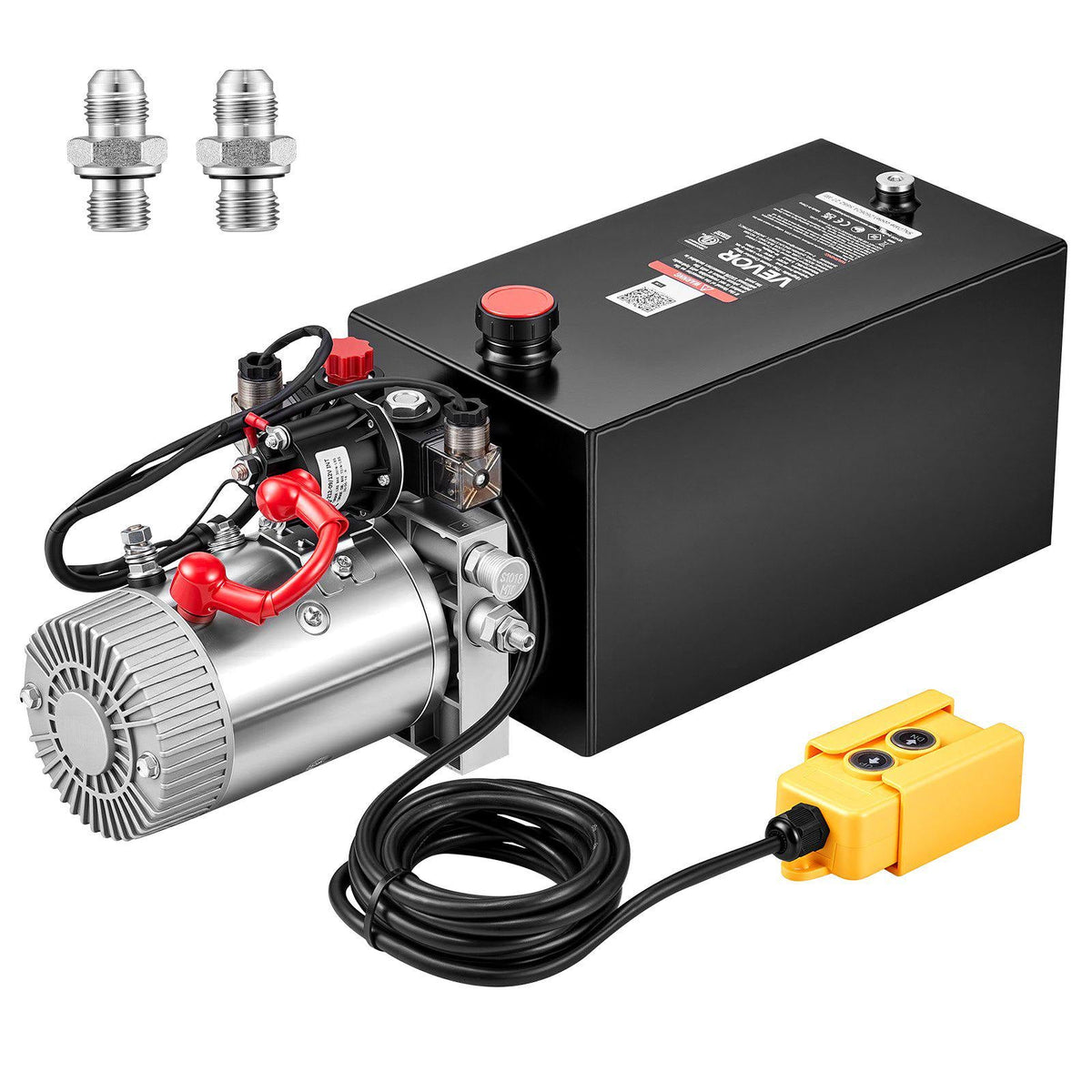 10 Quart Hydraulic Pump, Double Acting Hydraulic Trailer Pump, 3200PSI Max Relief Pressure, 0.91GPM Flow Rate, DC12V 1.6KW Power Unit for Dump Trailer Car Lifting (Horizontal Installation)