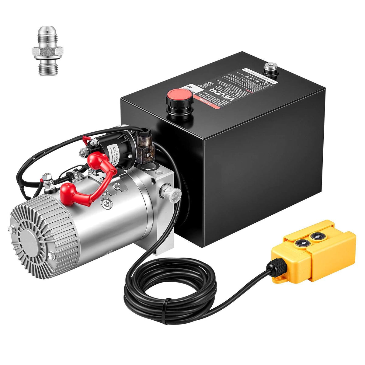 8 Quart Hydraulic Pump, Single Acting Hydraulic Power Unit, 3200 PSI Max Relief Pressure, 0.91 GPM Flow Rate, DC12V 1.6KW Power Unit for Dump Trailer Car Lifting (Horizontal Installation)