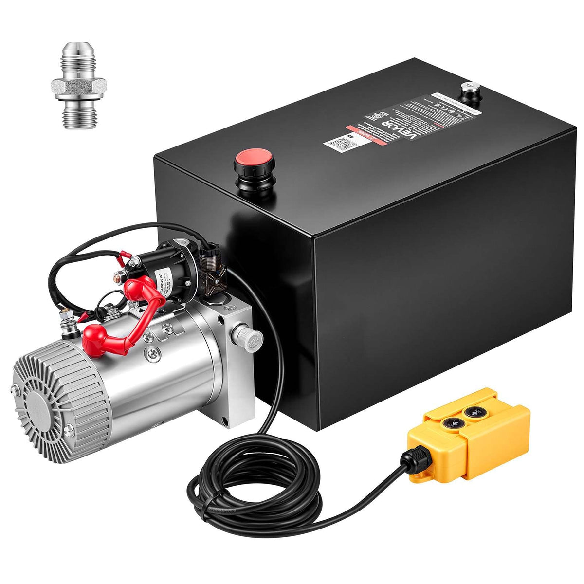 20 Quart Hydraulic Pump, Single Acting Hydraulic Power Unit, 3200 PSI Max Relief Pressure, 0.91 GPM Flow Rate, DC12V 1.6KW Power Unit for Dump Trailer Car Lifting (Horizontal Installation)