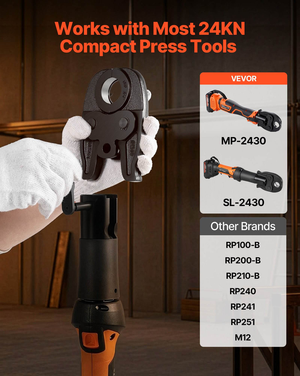 3/4" VMP Jaw for 24KN Compact Series Press Tools, 52 HRC Hardened Steel Pressing Jaw - Compatible with MegaPress Carbon Steel Pipes Connections