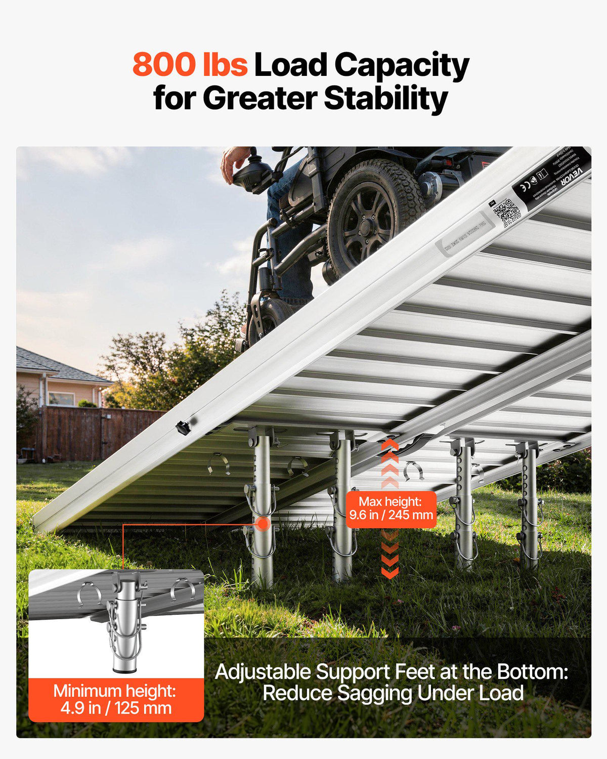 Portable Accessibility Ramp, 6FT, Non-Slip Aluminum Folding Ramp for Mobility Chair, 800 lbs Capacity, Door Threshold Ramps for Home Steps, Stairs, Entry, Threshold, Doorways, Scooter, Curbs