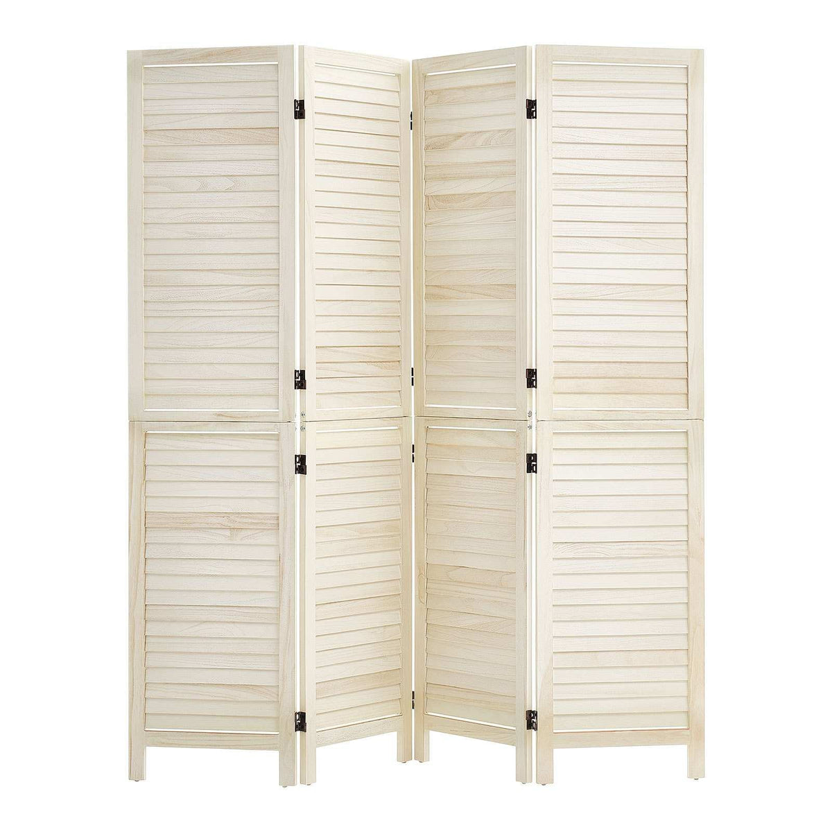 Wood Room Divider 4 Panels 67 in Tall Wood Folding Privacy Screen, For Room Separation & Home Decor, Solid Frame, 360° Two-Way Hinges, Easy Assembly, Louvered Wooden Partition with Hardware