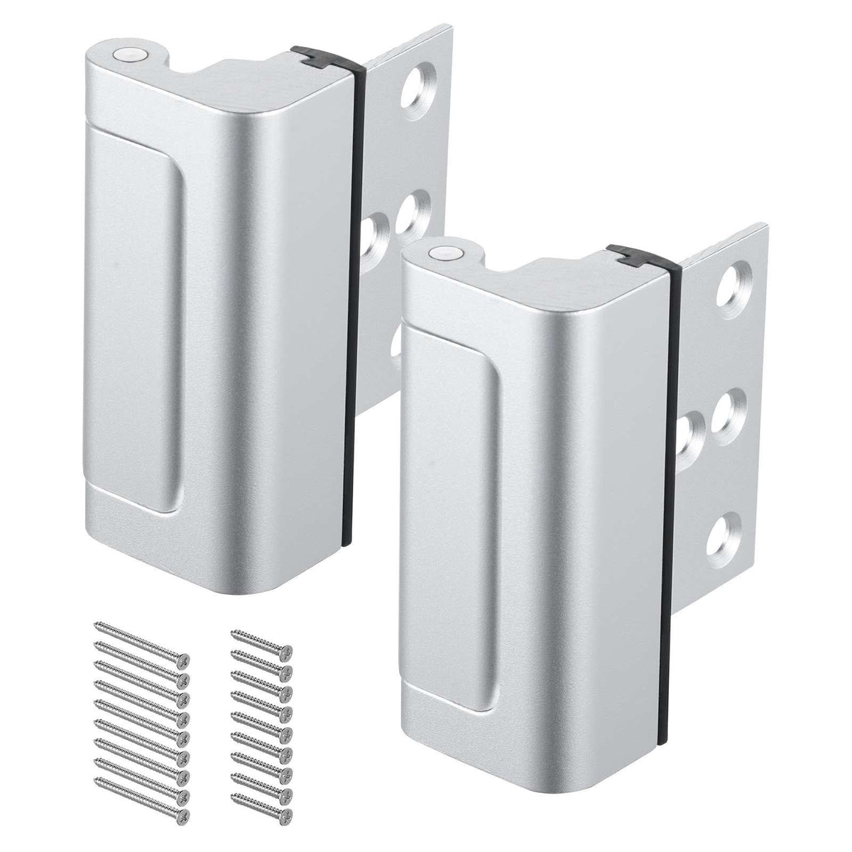 Door Reinforcement Lock, 2 Pack Home Security Door Lock, with 3 Inch Stop Withstand 800 lbs of Force, with 8 Screws, for Inward-Opening, Aluminum Alloy, Add Extra High Security to Your Home