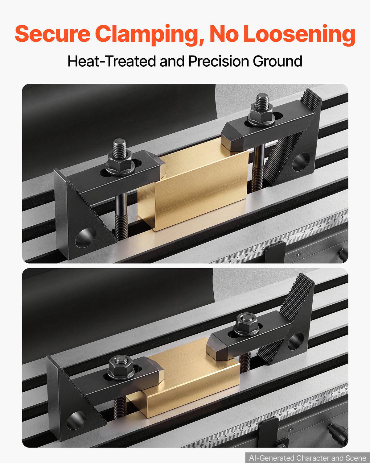 58 Piece 5/8" T-Slot Clamping Kit Hold Down Clamp 1/2"-13 Stud Size, for Bridgeport Mills, Standard Milling Machine, Drill Press, Heat Treated and Precision Ground, Flexible Height Adjustment
