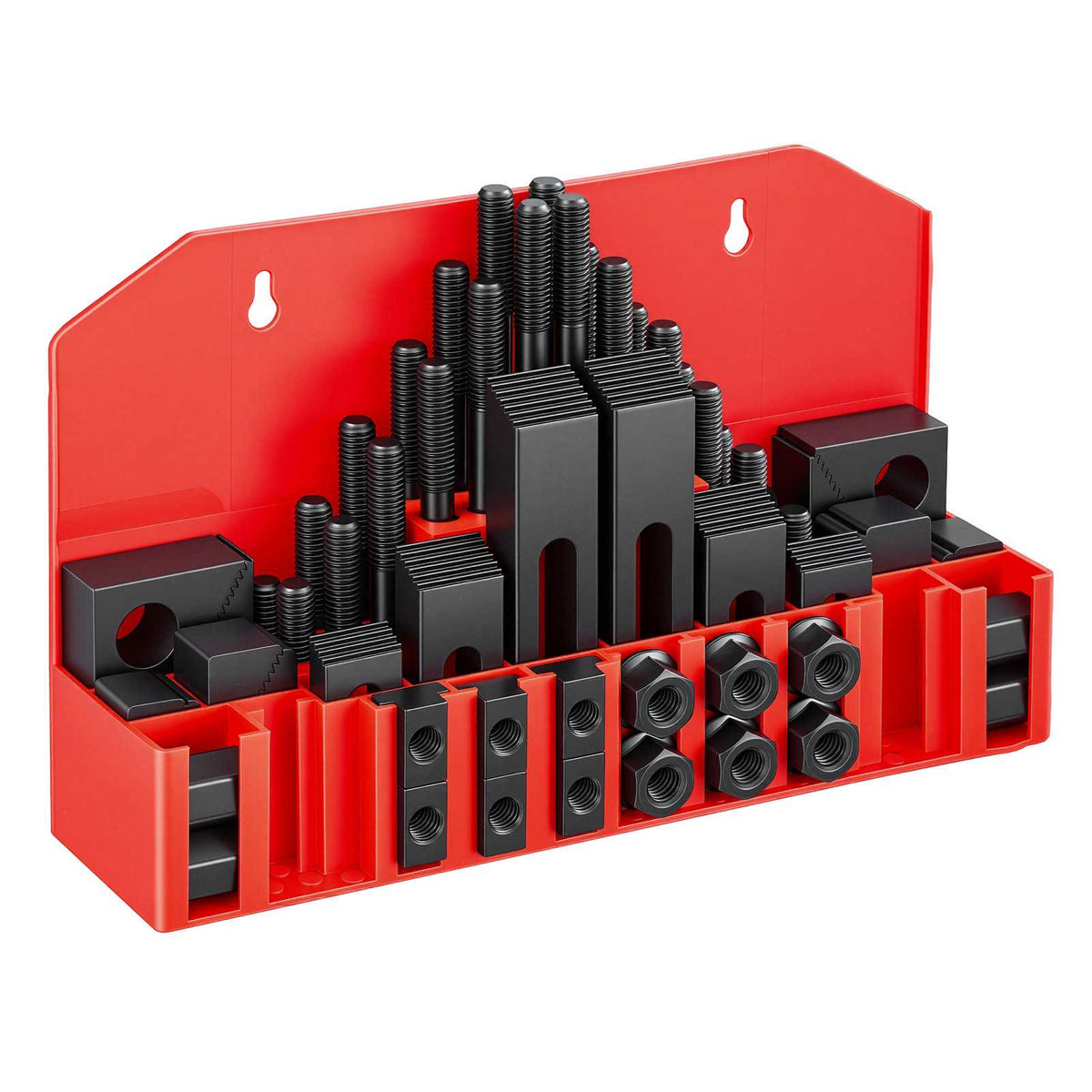 58 Piece 5/8" T-Slot Clamping Kit Hold Down Clamp 1/2"-13 Stud Size, for Bridgeport Mills, Standard Milling Machine, Drill Press, Heat Treated and Precision Ground, Flexible Height Adjustment