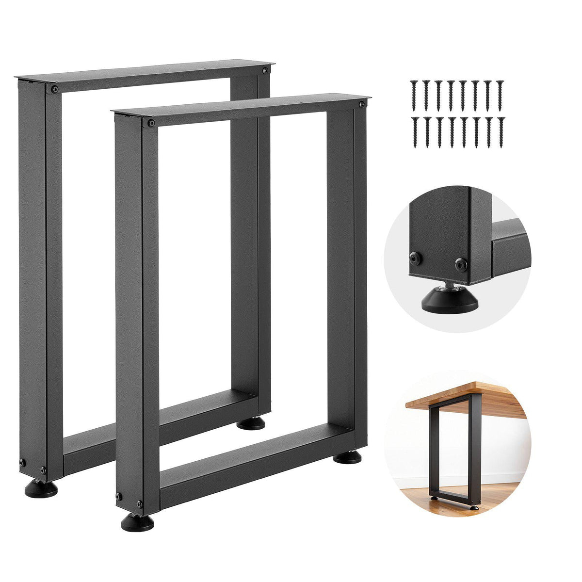 Table Legs, 29.5" H x 23.6" W Square Steel Furniture Legs, Modular Design, Easy Assembly, 2204 lbs Max Load Heavy Duty, for Home Office Desk, Workbenches, Dinner Bar Tables, Set of 2, Black