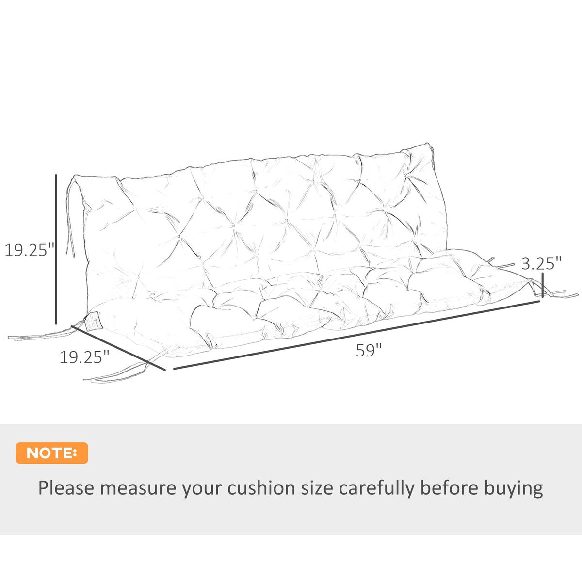 59" x 38" Tufted Bench Cushion for Outdoor Furniture, 3-Seater Replacement for Swing Chair, Patio Sofa/Couch,  Red